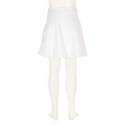 Girls white textured double layer skirt